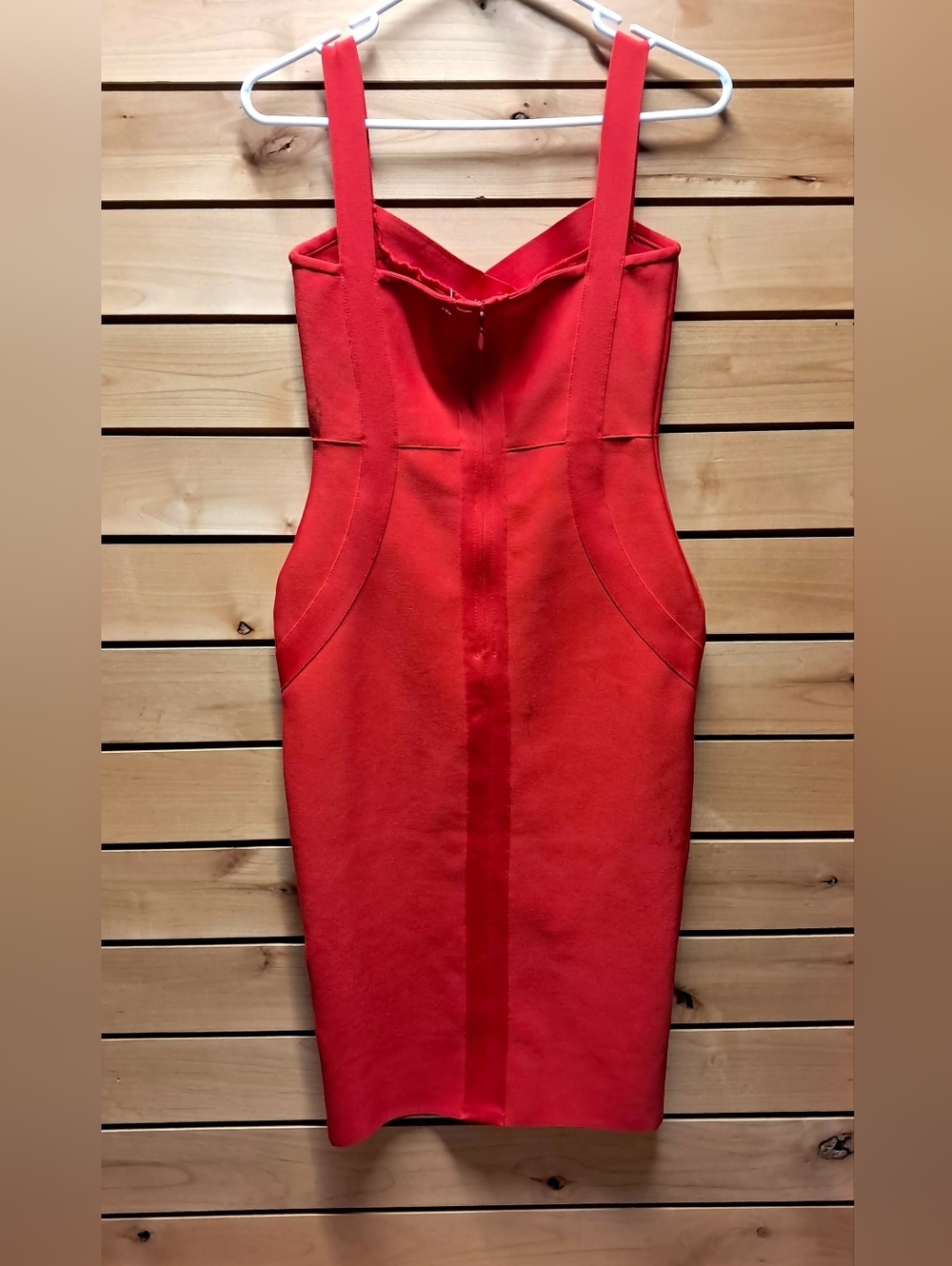 Red Midi Bodycon Dress with Cross-Front Bodice Size S - Picture 2 of 3